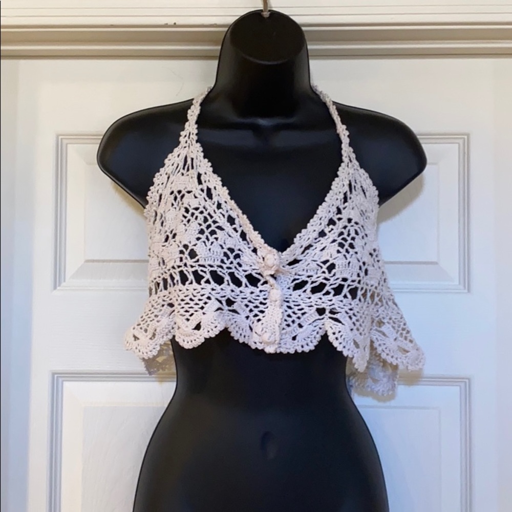 Crochet Crop Top by Anna Kosturova -one size resort beach wear